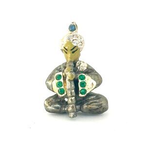 Vintage Snake Charmer Pin Rhinestone Lapel Pin